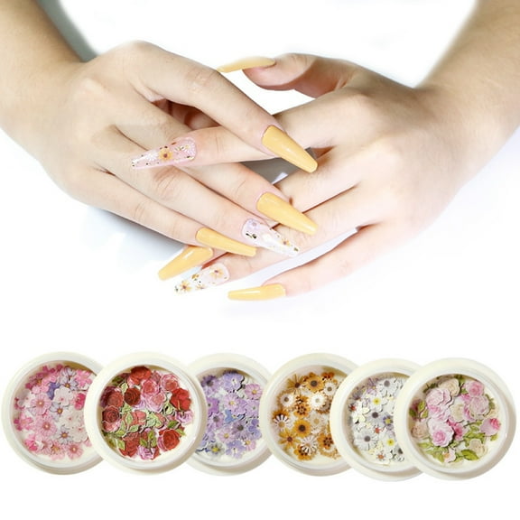 Joernso Simulation Rose Marguerite Sakura Decals Wood Pulp Slices Nail Art Decorations