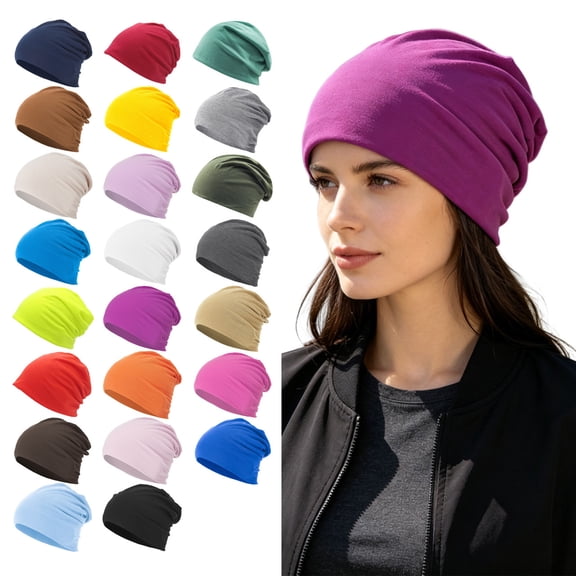 Joernso Slouchy Hip-Hop Hat, Solid Color Soft Chemo Headwear, Breathable Lightweight Cancer Cap for Women Men Daily Wear