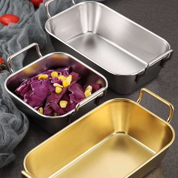 Joernso Snack Plate Large Capacity Anti-scalding Stainless Steel Portable Fruit Snacks Chips Food Platter for Daily Use