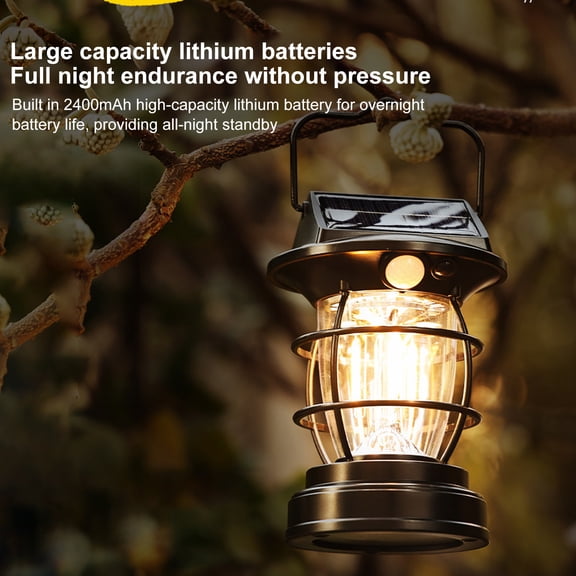 Joernso Solar Hanging Lantern Camping Light with Handle High Brightness IP65 Waterproof Motion Sensor Solar Powered Tent Lamp LED Light