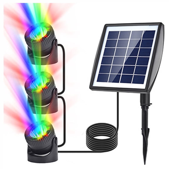 Joernso Solar Pond Lights RGB LED 3-in-1 Set Submersible Waterproof Spotlights with 4 Lighting Modes Solar Energy Saving Adjustable Head Panel Dusk to Dawn Sensor Lights for Pool Fountain Garden Decor