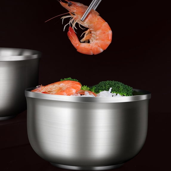 Joernso Soup Bowl Large Capacity Anti-scalding Double-layered Rust-proof Insulated Noodle Bowl Kitchen Tool