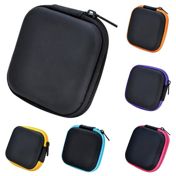 Joernso Square Mini Universal Zipper Earphone Cable Data Cord Storage Bag Case Pouch
