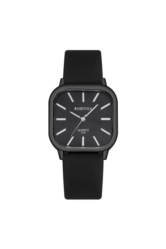 Square Quartz Watch Simple Elegant Adjustable Men Lady Minimalistic Design Anti-rust Faux Leather Quartz Watch