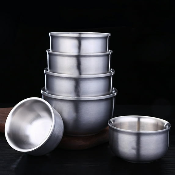 Joernso Stainless Steel Double Wall Insulated Round Rice Soup Bowl Kitchen Tableware