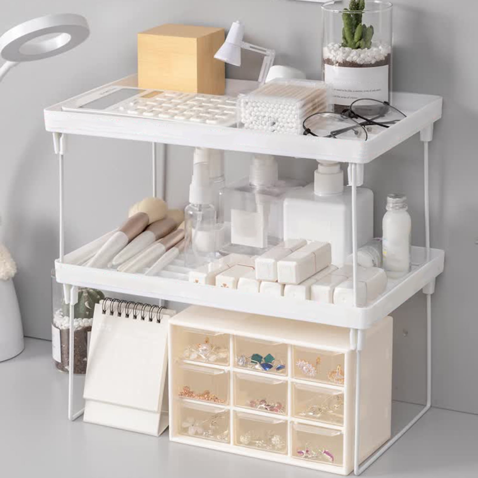 Joernso Storage Rack Shockproof Spacesaving Plastic Single Layer Desk