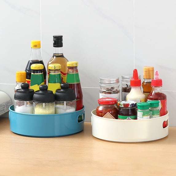 Joernso Storage Tray Non-slip 360 Degree Rotating Plastic Multifunctional Cosmetic Snack Fruit Seasoning Box for Kitchen
