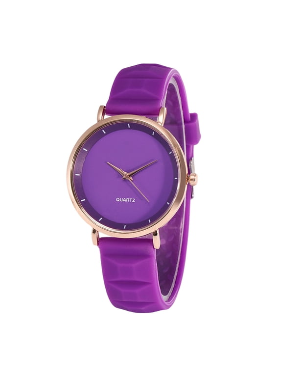 Student Quartz Watch Round Dial Adjustable Silicone Strap Candy Color No Delay Time-checking High Accuracy Lady Daily Wristwatch Dating Timepiece