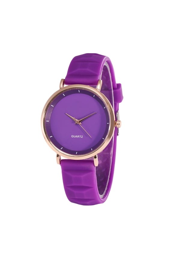 Student Quartz Watch Round Dial Adjustable Silicone Strap Candy Color No Delay Time-checking High Accuracy Lady Daily Wristwatch Dating Timepiece