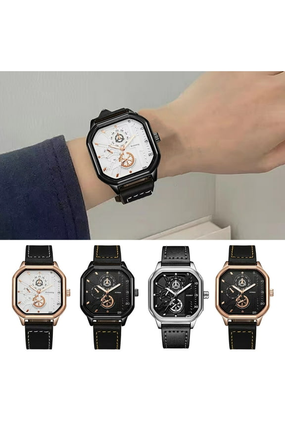 Stylish Waterproof Watch with Mechanical Movement Easy to Read Ergonomic Designed Strap Square Large Dial Men Watch