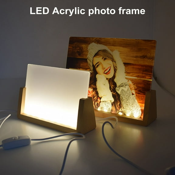 Joernso Sublimation Acrylic Photo Frame with LED Light Heat Press DIY Wooden Stand LED Lighted Picture Frame Home Decor