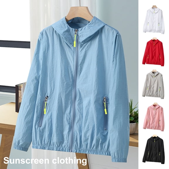Joernso Sun Protection Jacket Waterproof Quick Dry Windbreaker Hooded Fishing Hunting Clothes Lightweight Full Zipper Side Pockets Spring Autumn Jacket for Men Women