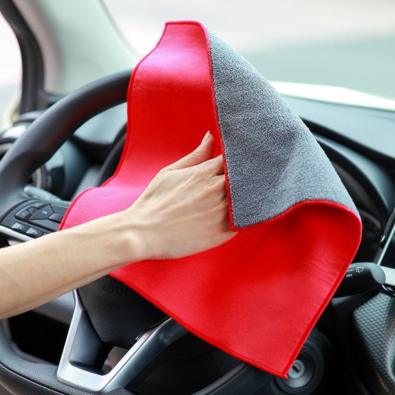 Joernso Three Sizes Thickened Hemming Car Wash Towel Water Absorption Double Sided Fleece Cleaning Cloth