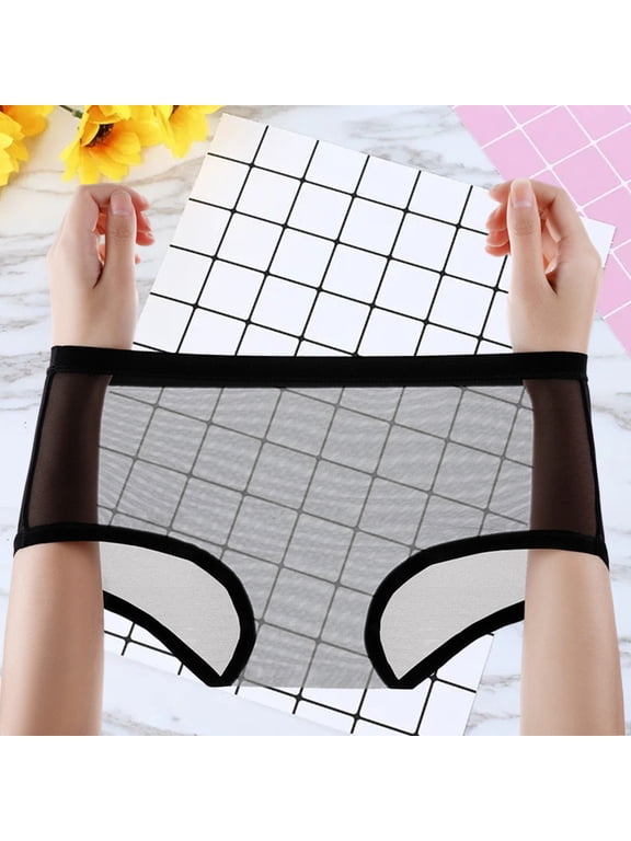 Transparent Panties for Women Plus Size See Through Mesh Sheer Underwear Seamless Mid Rise Thin Briefs