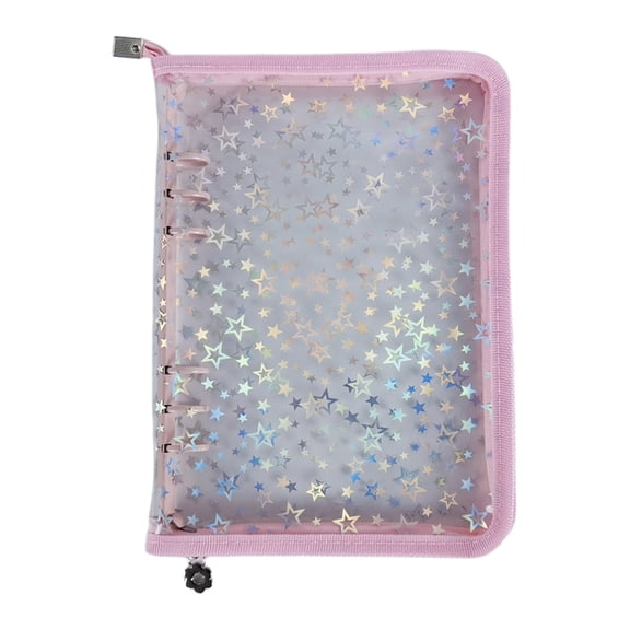 Joernso Transparent Window Binder Zipper Binder with Transparent Window Design Star Pattern Pvc Cover Multi-slot Card Organizer for Idol Cards Photos
