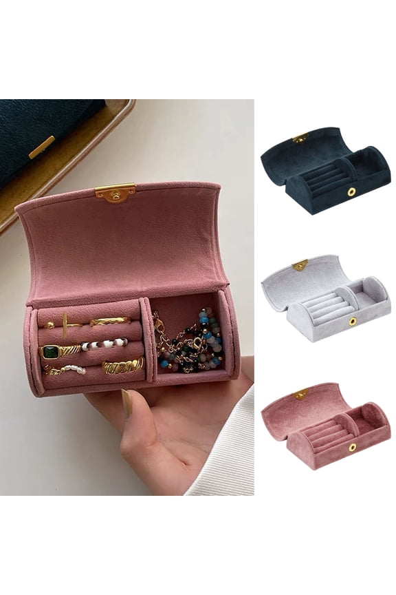 Travel Jewelry Storage Box Portable Elegant Button Large Capacity Earring Necklace Bracelet Ring Organizer Holder Container Case