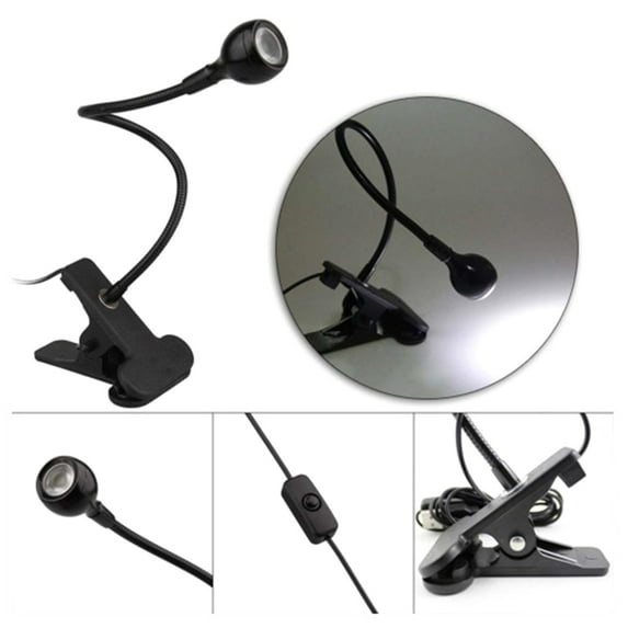 Joernso USB Rechargeable Clip-on Desktop LED Light Computer Reading Lamp with Button