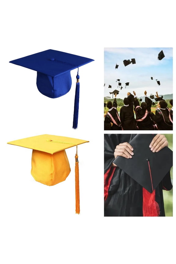 Unisex Bachelor Cap 2023 Tassel Pendant Decoration Solid Color Classic Style Flat Top Graduation Hat Master Doctor Scholar Hat Party Accessory