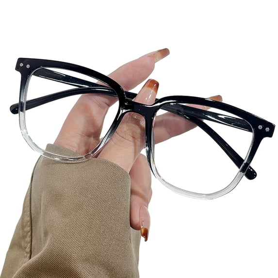 Joernso Unisex Blue Light Blocking Glasses Retro Large Oval Frame Clear View Strong Hinge with Brim Eye Protection Clear Bluelight Glasses Spectacles Eyeglasses Eyewear