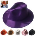 thumbnail image 1 of Joernso Unisex Fedora Hat, Short Brim Wool Blend Hat, Retro Panama Cap, Felt Winter Hat for Men Women 1920s Party Costume, 1 of 8