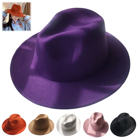 Joernso Unisex Fedora Hat, Short Brim Wool Blend Hat, Retro Panama Cap, Felt Winter Hat for Men Women 1920s Party Costume