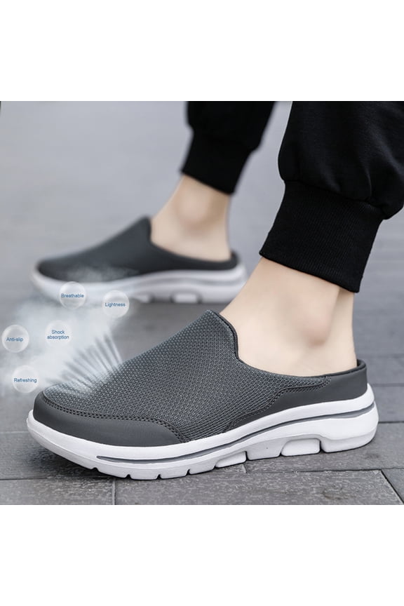 Unisex Mesh Mules Open Back Slip-on Shoes Breathable Shock Cushioning Closed Toe Slides for Walking Dog Office Nurse Work