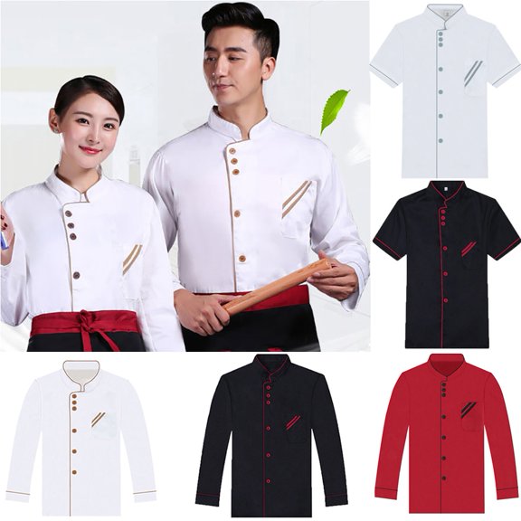 Joernso Unisex Short Long Sleeve Chef Jacket Coat Hotel Kitchen Service Uniform Workwear