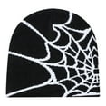 thumbnail image 1 of Joernso Unisex Winter Hat Spider Web Jacquard Knitted Dome Elastic Contrast Color Brimless Cold Weather Cap Cosplay Club Party Headwear, 1 of 8