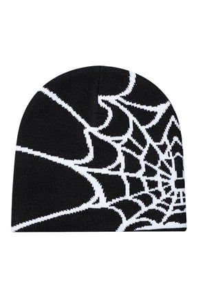 Unisex Winter Hat Spider Web Jacquard Knitted Dome Elastic Contrast Color Brimless Cold Weather Cap Cosplay Club Party Headwear