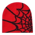 thumbnail image 1 of Joernso Unisex Winter Hat Spider Web Jacquard Knitted Dome Elastic Contrast Color Brimless Cold Weather Cap Cosplay Club Party Headwear, 1 of 8