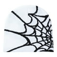 thumbnail image 1 of Joernso Unisex Winter Hat Spider Web Jacquard Knitted Dome Elastic Contrast Color Brimless Cold Weather Cap Cosplay Club Party Headwear, 1 of 8