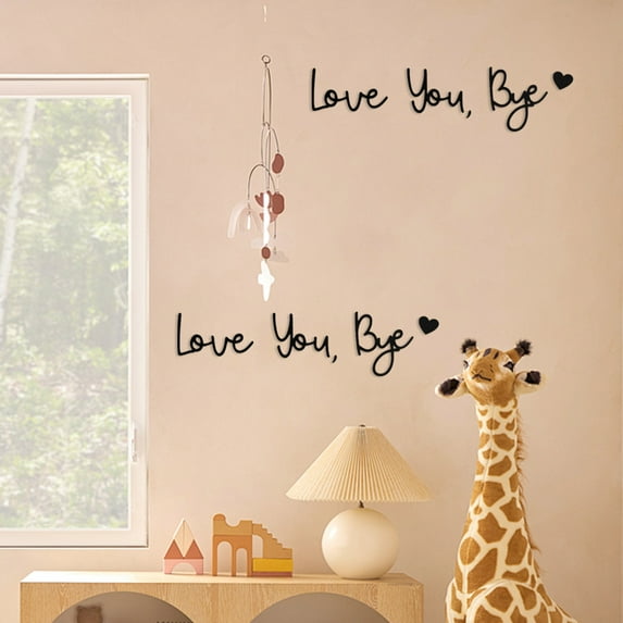 Joernso Wall Art Wooden Sign Love You Bye Script Sign Above Door Entryway Decor Sign for Home Entrance Wall Valentine's Day Decoration