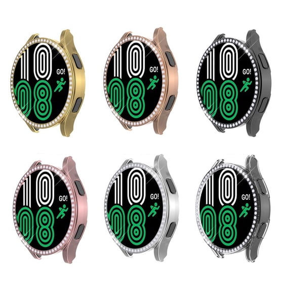 Joernso Watch Case Rhinestone Shockproof Electroplating PC Watch Bumper Screen Protector Cover for Galaxy Watch 4