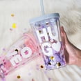thumbnail image 1 of Joernso Water Bottle Eco-friendly English Letter Pattern Plastic Sequins Drinking Water Straw Cup for Travel, 1 of 8