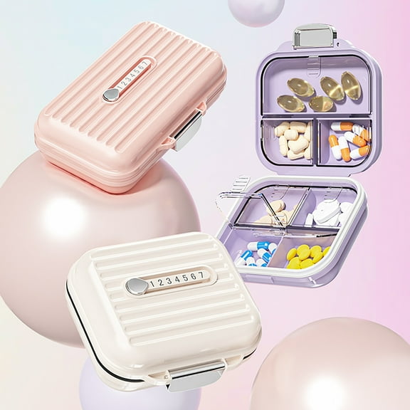 Joernso Weekly Compartmented Pill Box with Transparent Lid 7 Compartments Lock Design Dustproof Moisture-proof Outdoor Travel Compact Pill Holder Pill Container