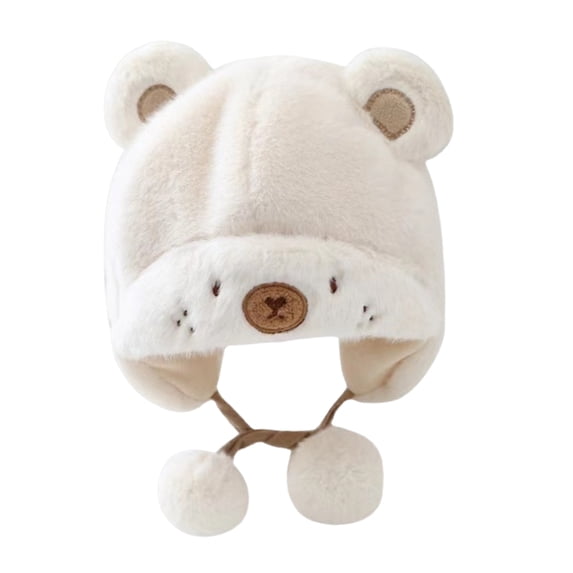 Joernso Winter Warm Baby Hats Toddler Earflap Bear Hat with Soft Ball Unisex Infant Snow Cap Fleece Warm Hemming Caps for Newborn