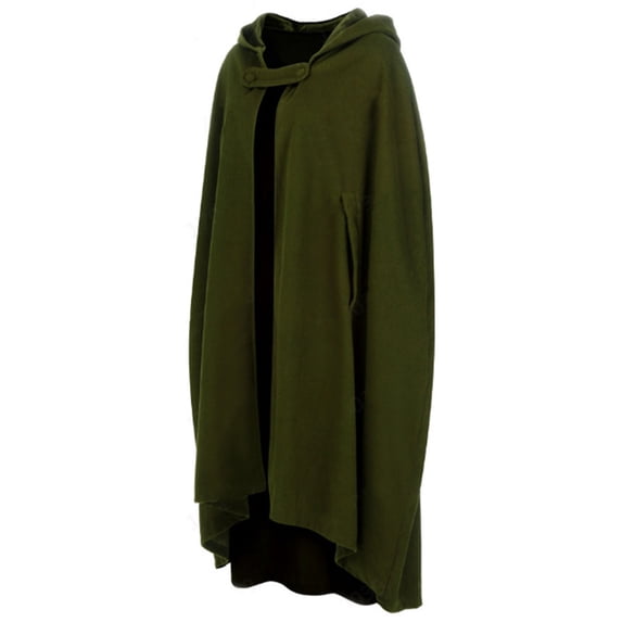 Joernso Winter Women Cloak Thickened Loose Warm Windproof Lengthened Medieval Style Single Button Closure Sleeve Holes Hooded Ponchos Long Shawl