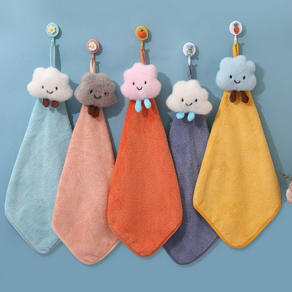 Joernso Wipe Towel Comfortable Super Absorbent Coral Fleece 3D Flower Shape Kitchen Bathroom Hanging Hand Towel Household Accessories
