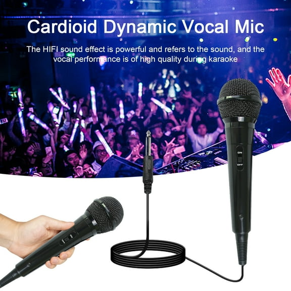 Joernso Wired Dynamic Microphone Plug-Play Universal Cardioid Dynamic Vocal Mic with Long Cable Karaoke Singing Machine Accessories