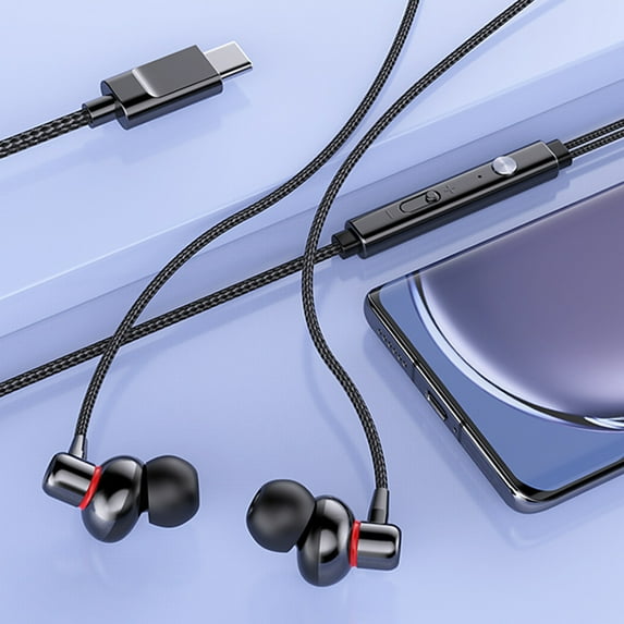 Joernso Wired Earbud Ergonomic HiFi Sound Volume Adjustable Type-C Wire Control Earphone with Micphone for Karaoke