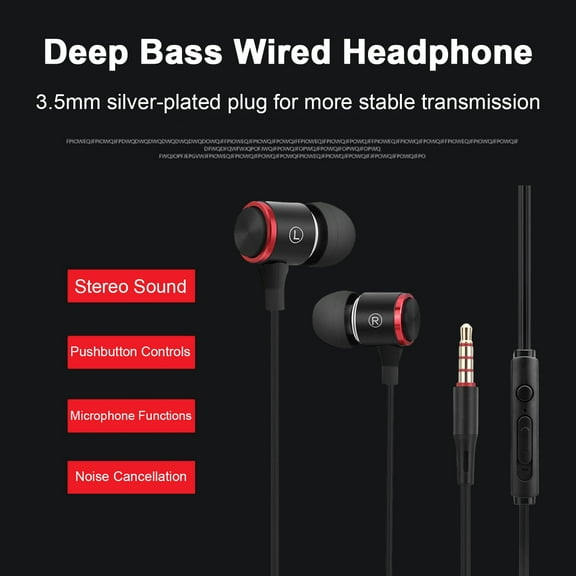 Joernso Wired Headphone Noise Canceling In-ear Earphone 3.5mm Plug Stable Transmission Wired Headset with Mic Bass Dual Driver for Sports Game