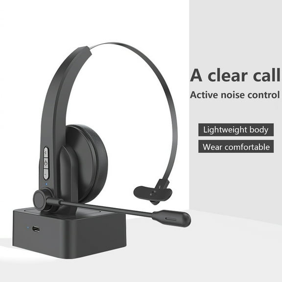 Joernso Wireless Headset Bluetooth-compatible 5.0 Noise Reduction Truck Driver Over Ear Headphone with Mic for Business