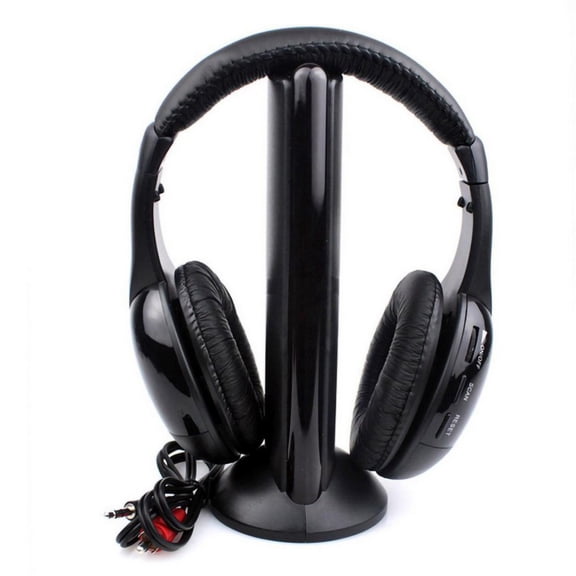 Joernso Wireless Headset Over Ear FM Radio PC TV Headphone Transmitter with Microphone for Computer