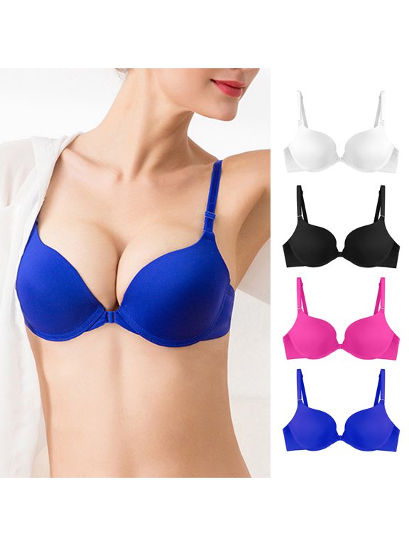 Women Bra Push Up Wired Padded Adjustable Elastic Soft Breathable Anti-snagging Solid Color Lady Brassiere Underwear
