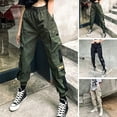 thumbnail image 1 of Joernso Women Cargo Pants Multi Pockets Loose Elastic Waist Casual Lady Trousers for Daily Wear, 1 of 4
