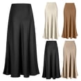 thumbnail image 1 of Joernso Women Elegant Faux Silk Satin Skirt High Waist Fishtail Skirt A-Line Solid Color Glossy Office Lady Skirt Workwear, 1 of 8