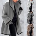thumbnail image 1 of Joernso Women Fall Winter Jacket Loose Color Matching Lapel Long Sleeve Contrast Color Mid Length Pockets Cardigan Thick Warm Lady Streetwear Coat, 1 of 8