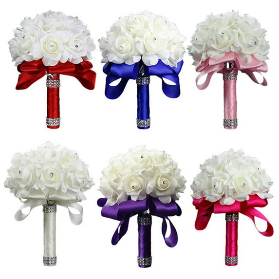Joernso Women Fashion Girl Wedding Flower Rose Bouquet Bride Bridesmaid Flower Wand