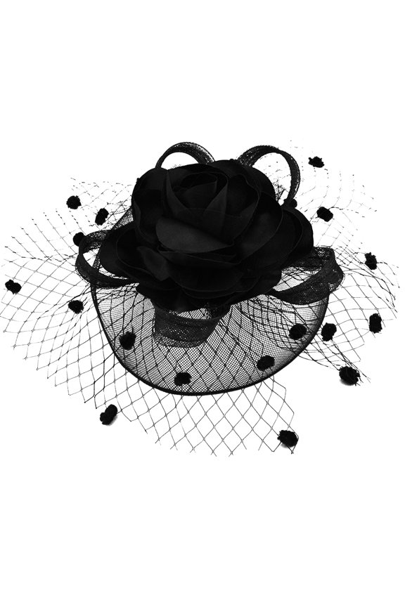 Women Felt Hat Veil Hollow Out Fishnet Flower Decor Dot Royal Hair Decoration Photograph Prop Bridal Wedding Lady Banquet Cocktail Beret Hair Accessories