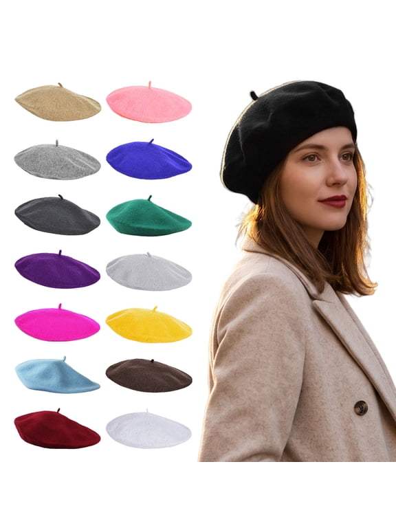 Women French Beret Hat, Solid Color Warm Artist Cap, Cozy Winter Hat, Parisian Retro Painter Hat for Street Cafe Dating Travel